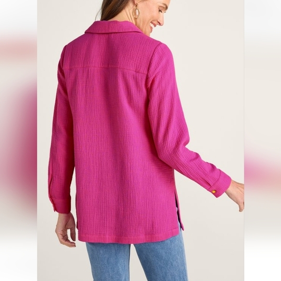 NWOT SOFT SURROUNDINGS PINK ESCAMBIA GAUZE TUNIC SHIRT SZ 3X - Picture 3 of 12